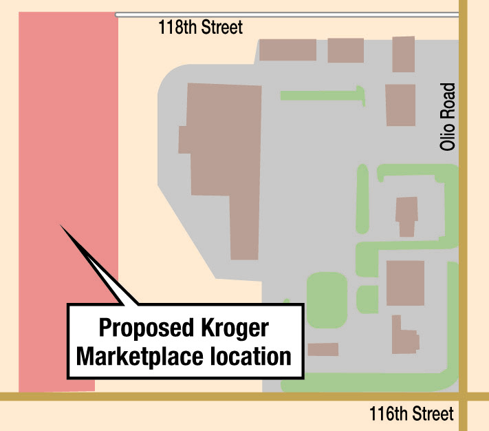 Map of area to be affected by new Kroger Marketplace store