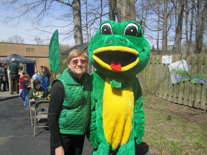 Z’Greenfest coordinator Elizabeth Mueller joins the Z’Greenfest frog at a previous event. (Submitted photo)