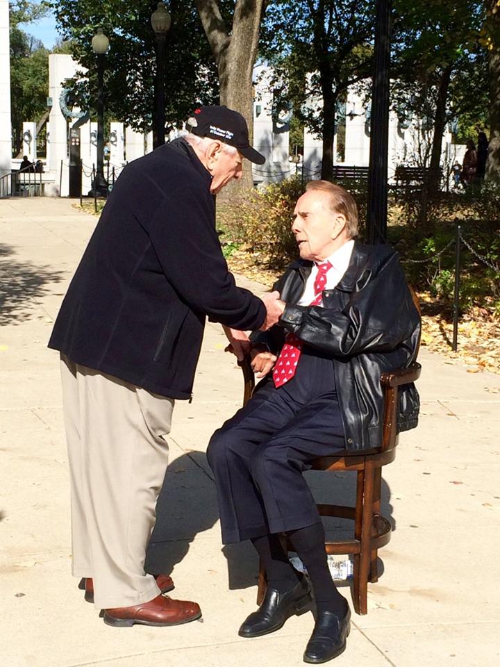 Ray Casciari, left, meets former Sen. Bob Dole during his Indy Honor Flight visit to Washington, D.C. (Submitted photo)