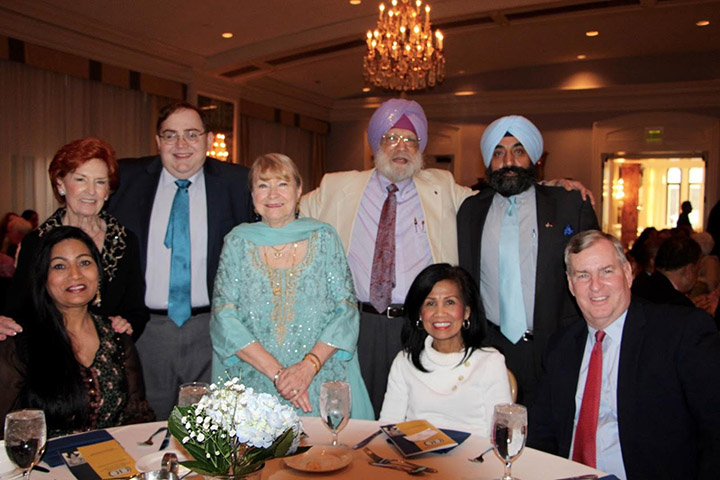 Rani Cheema, Winnie Ballard, former Indianapolis mayor Greg Ballard, Jane Gradison, Robbie Singh, Mrs. KP Singh, 2016 Interfaith Ambassador KP Singh and Maninder Walia.