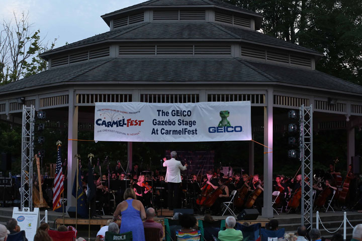 The Carmel Symphony Orchestra performs in the gazebo. (Photo by Ann Marie Shambaugh)