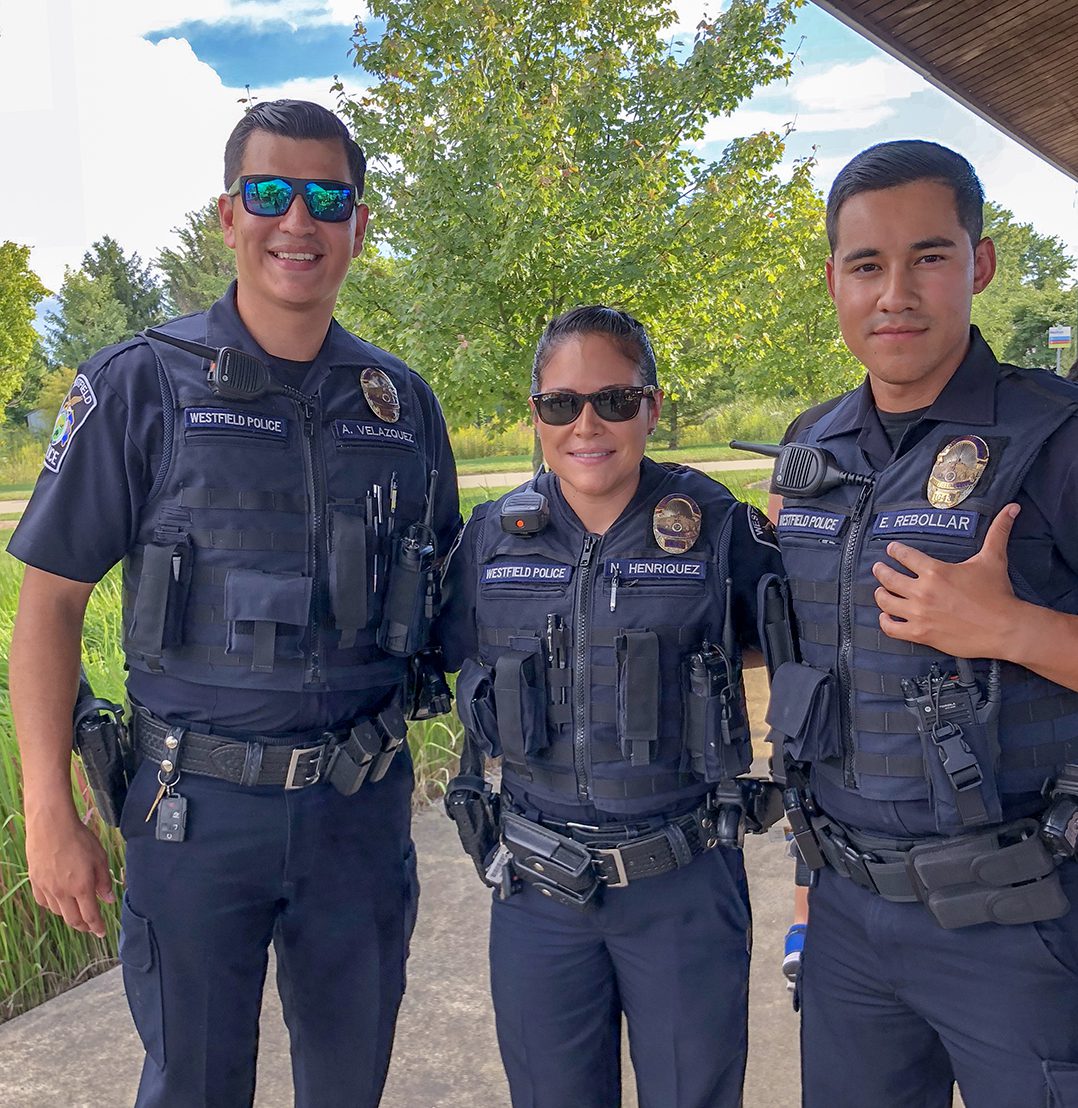 From left, officers Anuar Velazquez, Noreen Henriquez and Eli Rebollar.