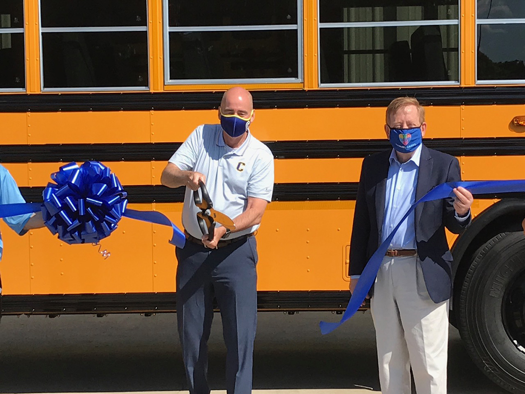 Carmel unveils first all-electric school bus in state