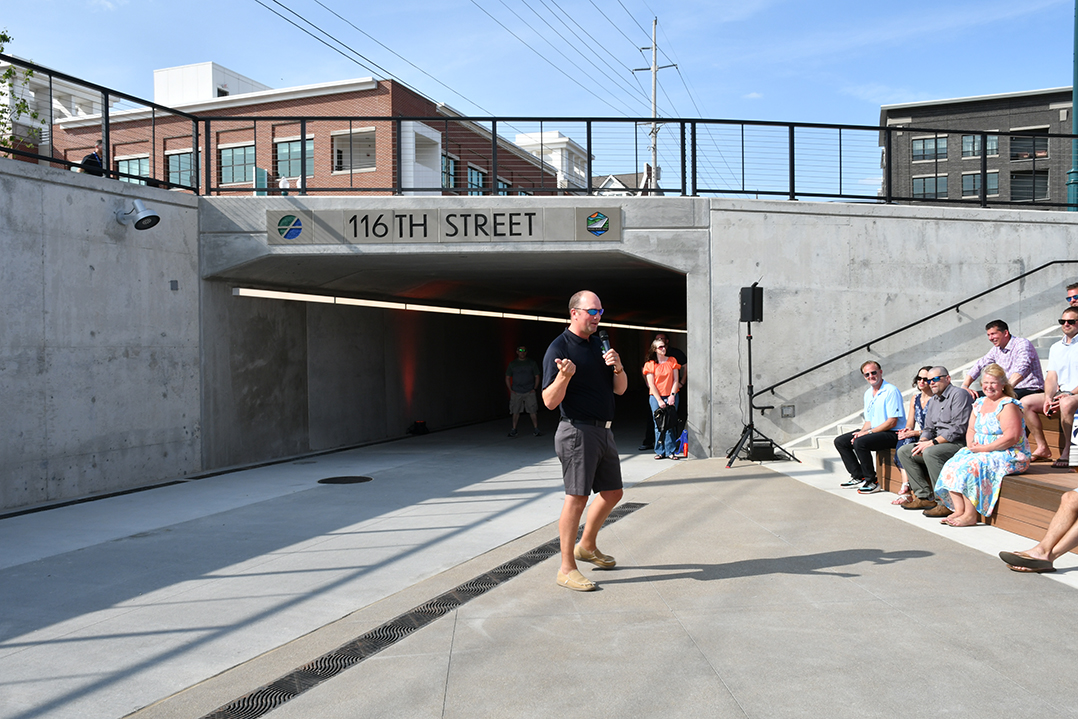 Pedestrian pathway: Nickel Plate Trail tunnel under 116th Street opens